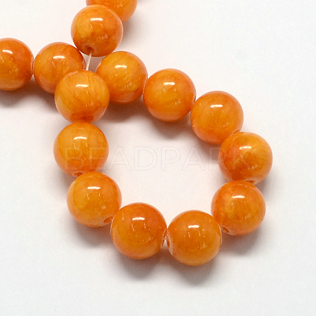 Natural Dyed Yellow Jade Gemstone Bead Strands G-R271-6mm-Y08-1
