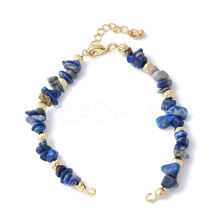 Natural Lapis Lazuli Chip Beaded Bracelet Making KK-F892-19G-1