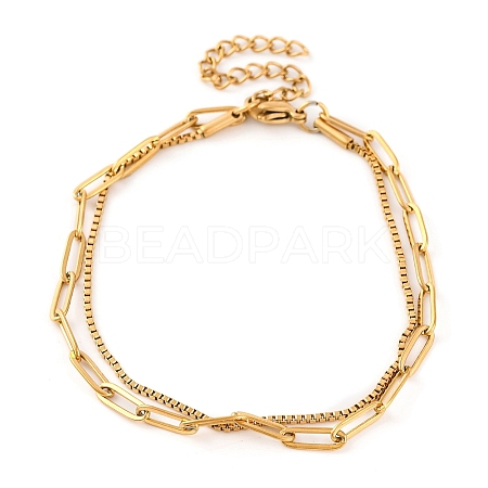 304 Stainless Steel Multi-Strand Chain Bracelets BJEW-G711-03A-G-1