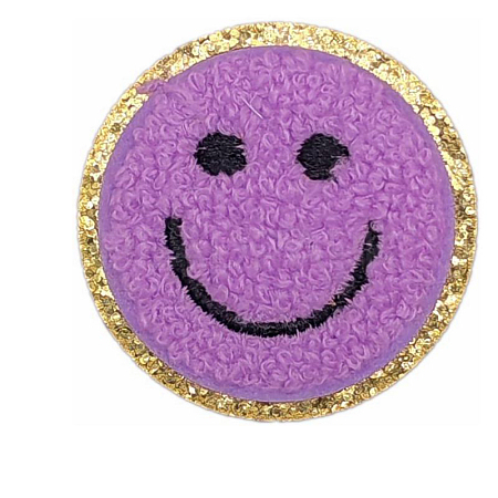 Flat Round with Smiling Face Computerized Towel Embroidery Cloth Iron on/Sew on Patches SMFA-PW0001-54F-1