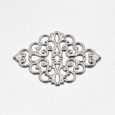 Brass Rhombus Filigree Findings KK-L056-02P-1