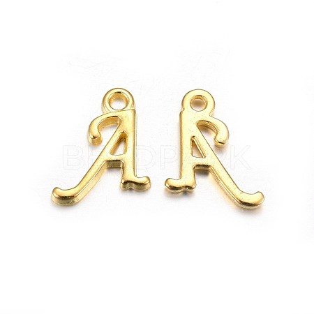 Golden Plated Alloy Letter Pendants PALLOY-J718-01G-A-1