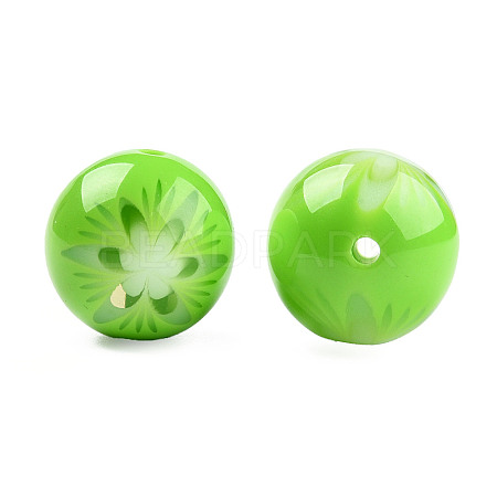 Flower Opaque Resin Beads RESI-T054-001E-1