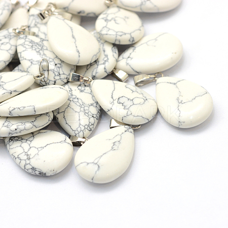 Teardrop Natural Howlite Pendants G-Q368-19-1