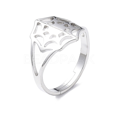 Non-Tarnish 304 Stainless Steel Spider Web Adjustable Rings for Women RJEW-I097-07P-1