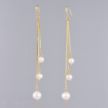Natural Pearl Dangle Earrings EJEW-JE03909-1