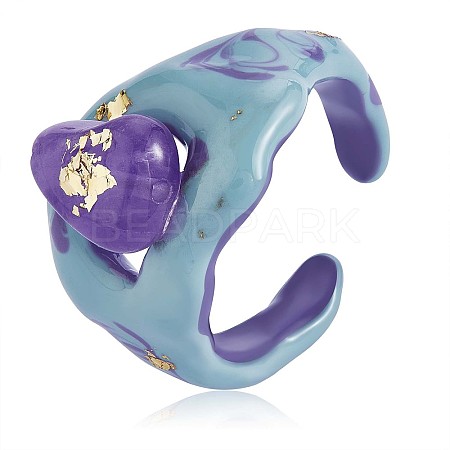 Glitter Enamel Nugget Open Cuff Ring JR920A-1