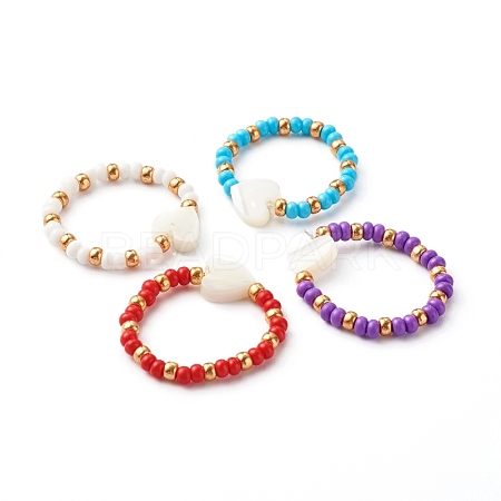 Handmade Glass Seed Beads Stretch Rings RJEW-JR00371-1