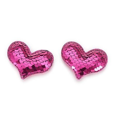 Glitter Sequins Fabric Heart Padded Patches X-DIY-WH0083-A05-1