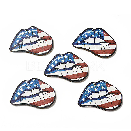 American Flag Theme Single Face Printed Aspen Wood Big Pendants WOOD-G014-10-1