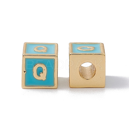 Rack Plating Brass Enamel Beads KK-B060-04G-06Q-1