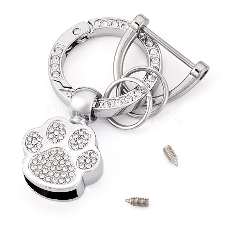 1Pc DIY Alloy Rhinestone Spring Gate Rings Keychains FIND-TA0008-54A-P-1