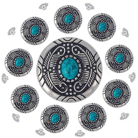 1-Hole Alloy & Cat eye Turquoise Decorative Rivets FIND-GF0004-53A-1