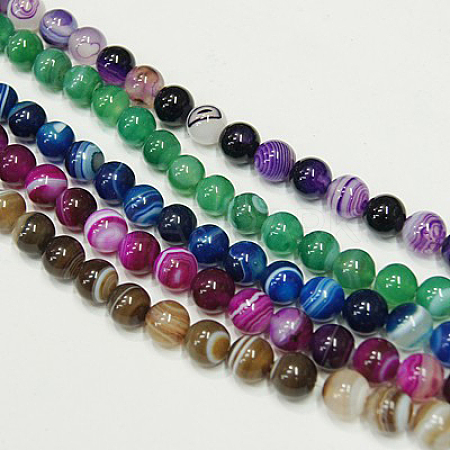 Natural Striped Agate/Banded Agate Strands G-Q842-12mm-M-1