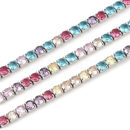 925 Sterling Silver Colorful Cubic Zirconia Chains STER-C016-02A-P01-1