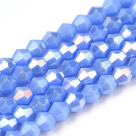 Opaque Solid Color Electroplate Glass Beads Strands EGLA-A039-P2mm-B19-1