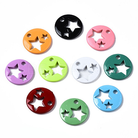 Spray Painted Brass Charms KK-Q252-003-1