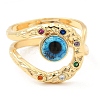 Resin Evil Eye Open Cuff Ring with Cubic Zirconia RJEW-E069-02G-3