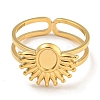 Ion Plating(IP) 304 Stainless Steel Sun Open Cuff Ring Components RJEW-A043-01G-2
