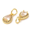 Rack Plating Brass Micro Pave Clear Cubic Zirconia Charms KK-Z026-10G-2