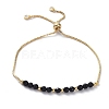 Adjustable Natural Dyed & Heated Black Agate Slider Bracelets BJEW-JB04929-01-1