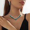 Alloy Rhinestone Teardrop Tassel Necklaces & Stud Earrings Sets FS-WG9D3B7-02-1