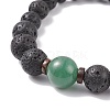 Natural Lava Rock & Coconut Stretch Bracelet with Gemstone Beads BJEW-JB08220-6