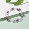 Natural Amethyst & Quartz Crystal Chips Beads Stretch Bracelet for Women BJEW-AL00003-18-2