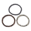 3Pcs 3 Style Natural & Synthetic Mixed Stone Round Beaded Stretch Bracelets BJEW-JB10178-04-4