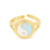 Round with Yin-yang Brass Enamel Open Cuff Rings for Women RJEW-U009-11D-G-2