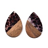Transparent Resin & Walnut Wood Big Pendants RESI-T058-05B-2