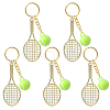 5Pcs Opaque Acrylic Tennis with Alloy Tennis Racket Keychains KEYC-YW00243-02-1