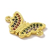 Real 18K Gold Plated Brass Micro Pave Cubic Zirconia Connector Charms KK-L209-053G-01-2