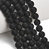 Natural Brazil Black Onyx(Dyed & Heated) Beads Strands G-Z024-01B-10mm-01-1