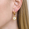 304 Stainless Steel Flat Round with Moon Pendant Hoop Earrings for Women FB1045-1-1