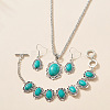 Bohemian Style Oval Synthetic Turquoise Pendant Necklace & Dangle Earrings & Link Bracelets FS-WGA6DB3-01-1