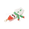 2Pcs 2 Colors Christmas Glass Seed Beaded Snowman Pendants PALLOY-MZ00940-5