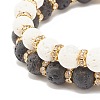 2Pcs 2 Colors Natural Lava Rock Stretch Bracelets Set with Rhinestone Beads BJEW-JB07723-7