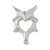 304 Stainless Steel Bat Wings Heart Links Connector Charms STAS-S186-13P-1