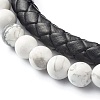 Natural Howlite Round Beads Multi-strand Bracelets BJEW-JB06571-04-6