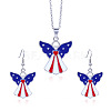 Independence Day Zinc Alloy Enamel & Rhinestone Pendant Necklaces & Dangle Earrings Sets FS-WG64DB3-07-1