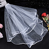 Polyester Long Mesh Tulle Bridal Veils OHAR-WH0001-15-4
