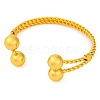 Round Balls Brass Cuff Bangles for Women BJEW-F477-03G-2