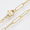 Brass Textured Paperclip Chain Necklace Making MAK-S072-03A-G-1