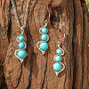 Bohemian Style Alloy & Synthetic Turquoise Pendant Necklaces & Dangle Earrings Sets WG2E1B4-07-1