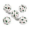 Christmas Printed Schima Wood European Beads WOOD-G024-02C-1