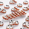 Silver Color Plated Flat Round Brass Acrylic Rhinestone Spacer Beads RB-J556-02S-1