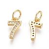 Brass Micro Pave Clear Cubic Zirconia Charms ZIRC-L092-07-G-2
