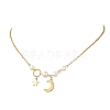 Brass Moon Star Pendant Cable Chains Necklaces for Women NJEW-JN06520-2