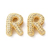 Rack Plating Brass Micro Pave Cubic Zirconia Slide Charms LS-KK-C084-34G-R-1